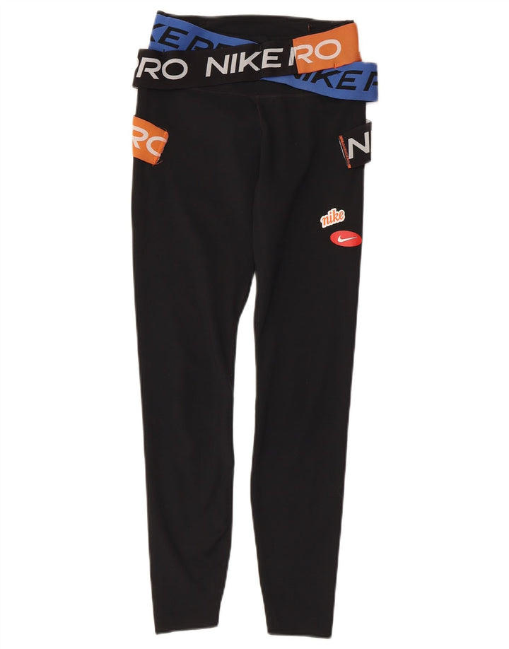 Damskie legginsy NIKE Dri Fit Graphic UK 4 XS, czarny poliester