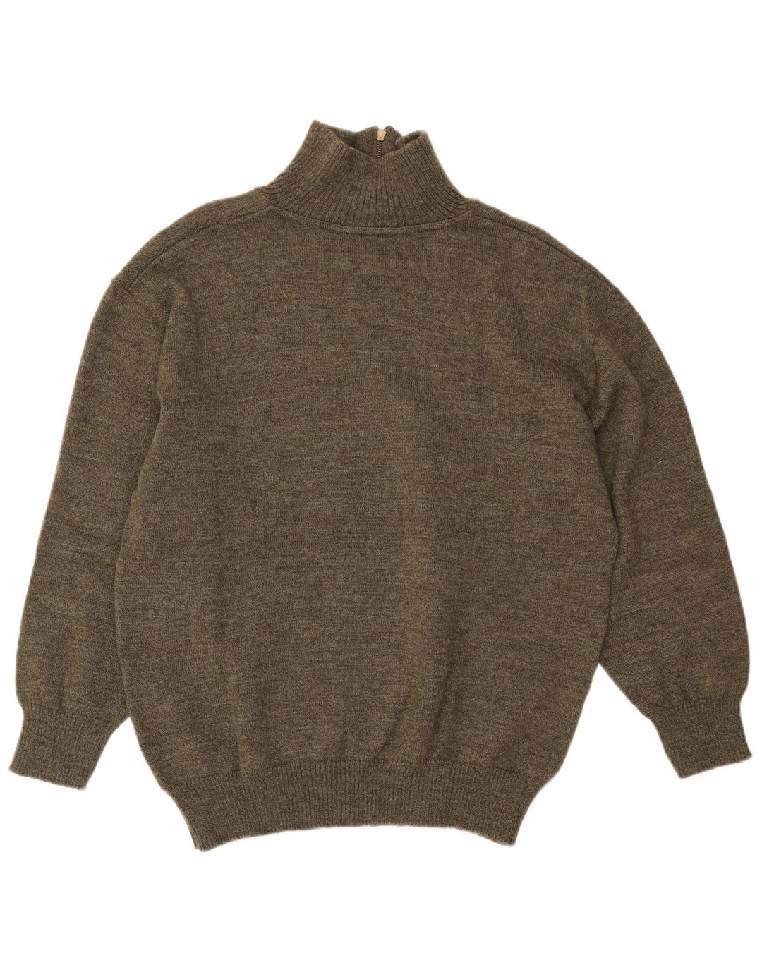 Vintage męski sweter z zamkiem błyskawicznym, średnio zielony, geometryczny