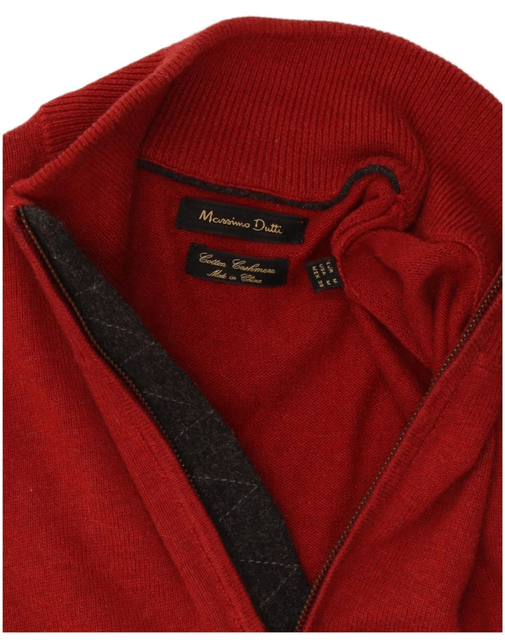 Męski sweter zapinany na zamek Massimo Dutti, bawełniany, w kolorze średniej czerwieni