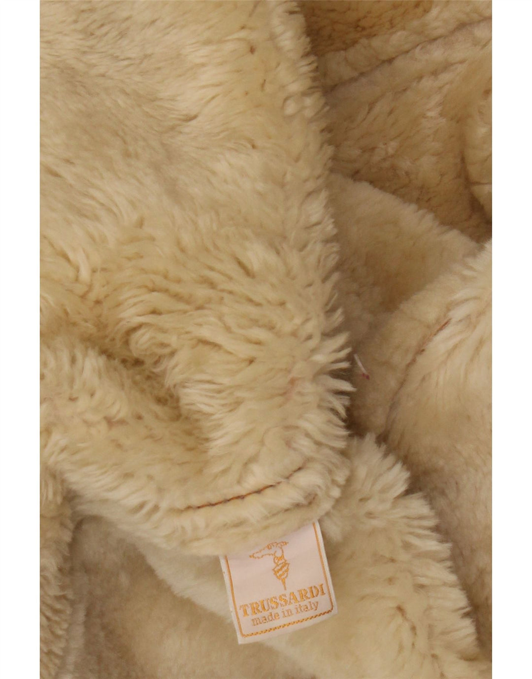Damski płaszcz z owczej skóry Trussardi UK 18 XL, beżowa skóra