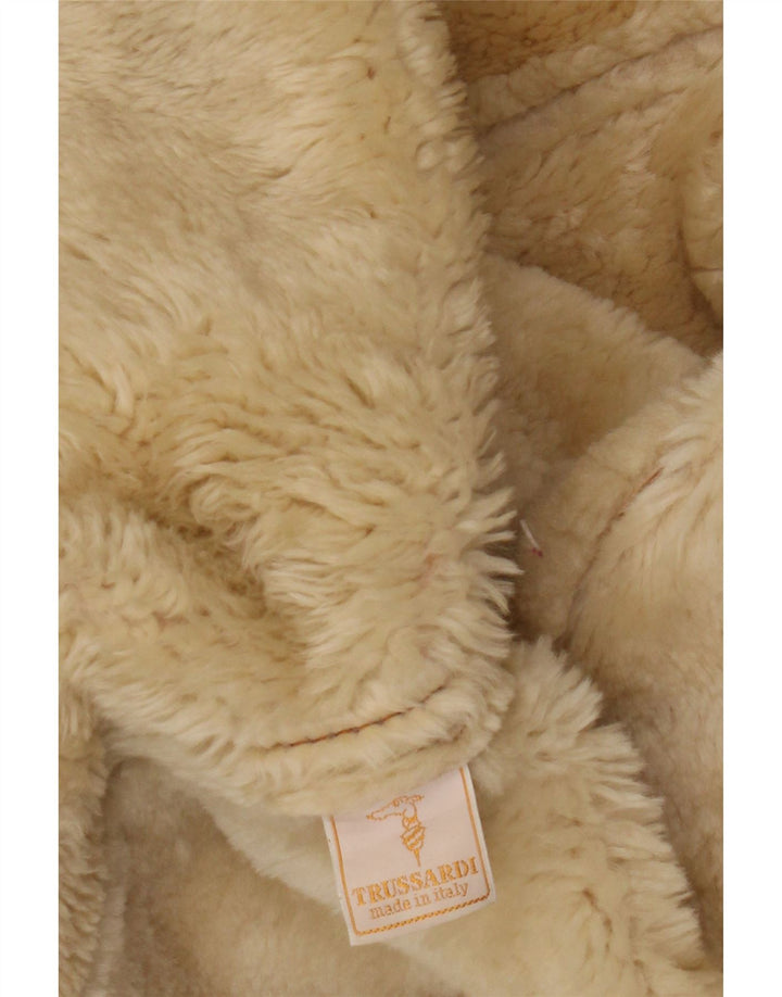 Damski płaszcz z owczej skóry Trussardi UK 18 XL, beżowa skóra