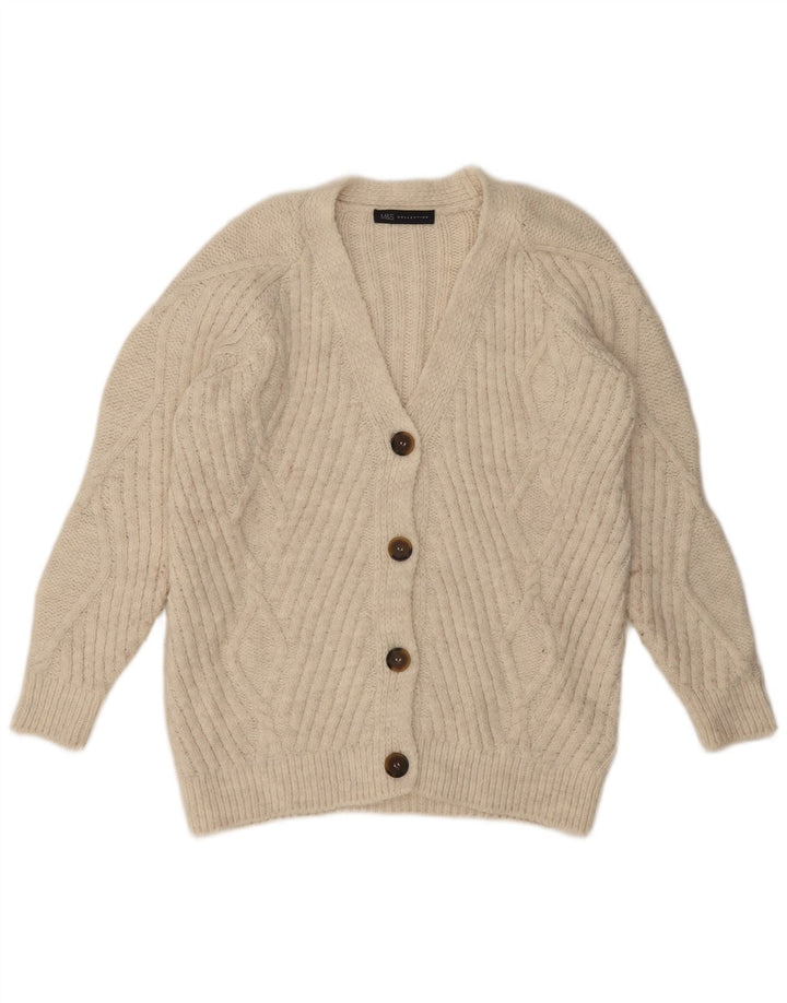 Marks & Spencer Damski sweter oversize UK 10 Small Beżowy Akryl
