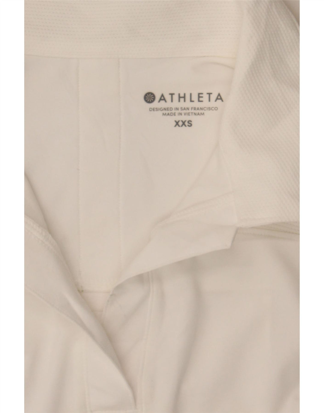 ATHLETA Womens Polo Shirt UK 2 2XS Off White Polyester Vintage Athleta and Second-Hand Athleta from Messina Hembry 