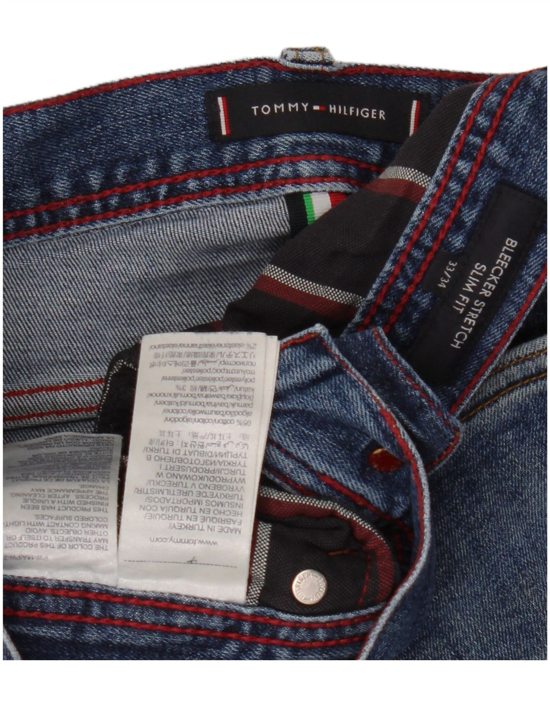 Męskie dżinsy Tommy Hilfiger Bleecker Slim W33 L34 Niebieska bawełna