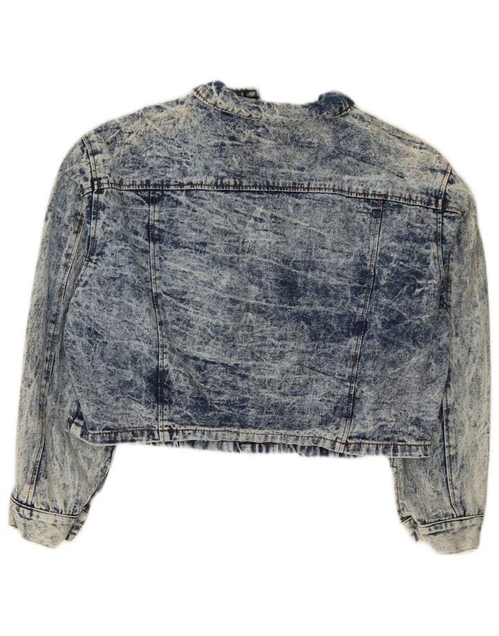Vintage damska kurtka dżinsowa typu Crop Oversize IT 44, średnia niebieska bawełna