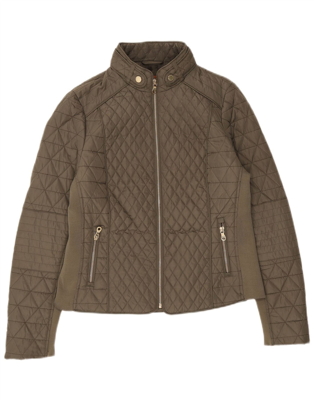 Marks & Spencer Damska pikowana kurtka UK 14, duża, khaki, poliester