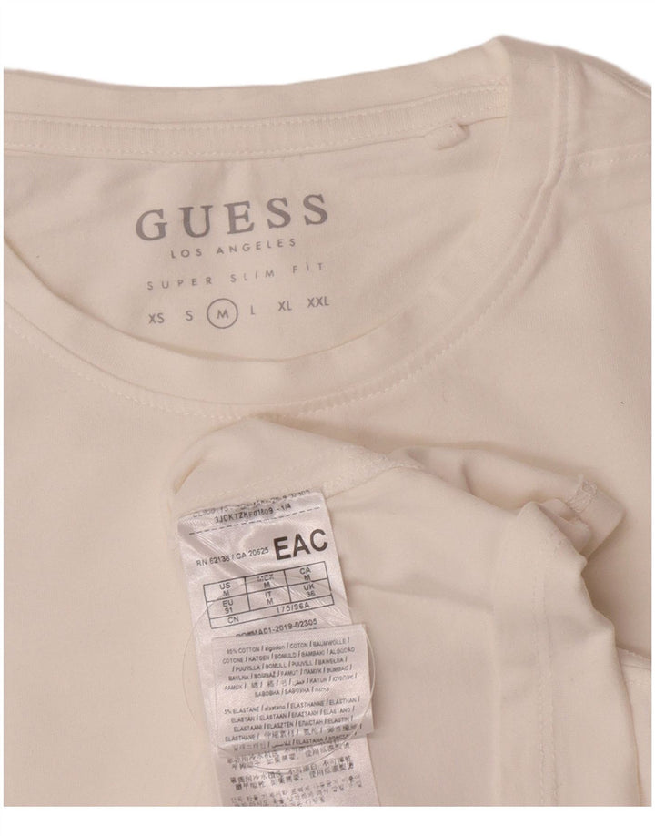 Męski T-shirt Guess Super Slim Fit, średni, biały, bawełniany