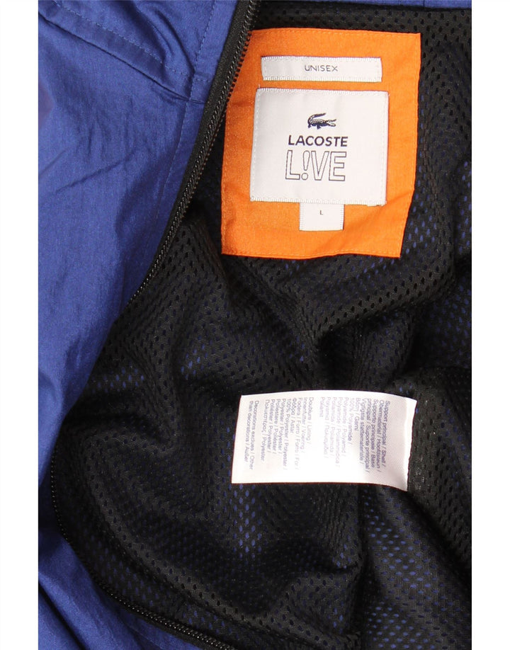 Męska kurtka dresowa LACOSTE, duża, granatowa, z blokami kolorów, poliamid