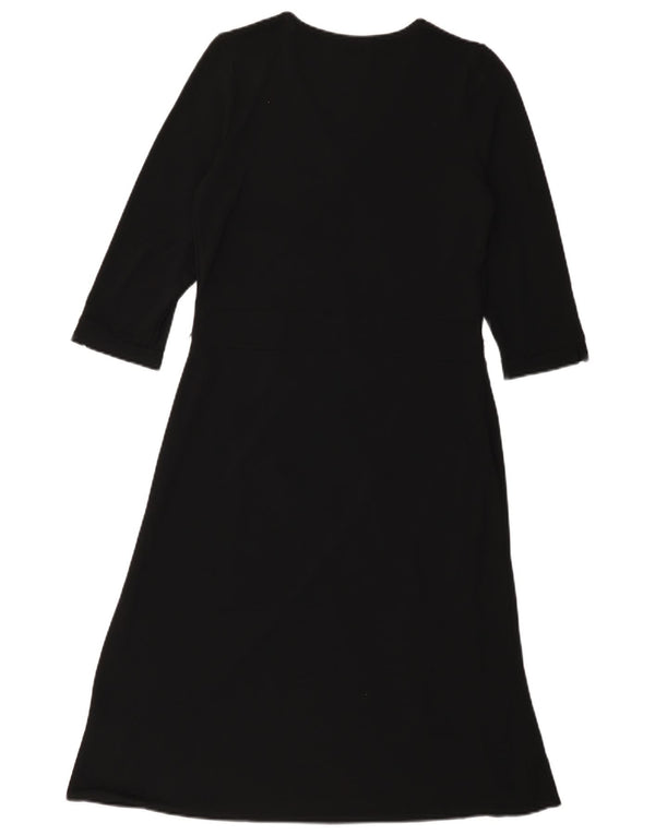 Marks & Spencer Womens 3/4 Sleeve A-Line Dress UK 12 Medium  Black Viscose