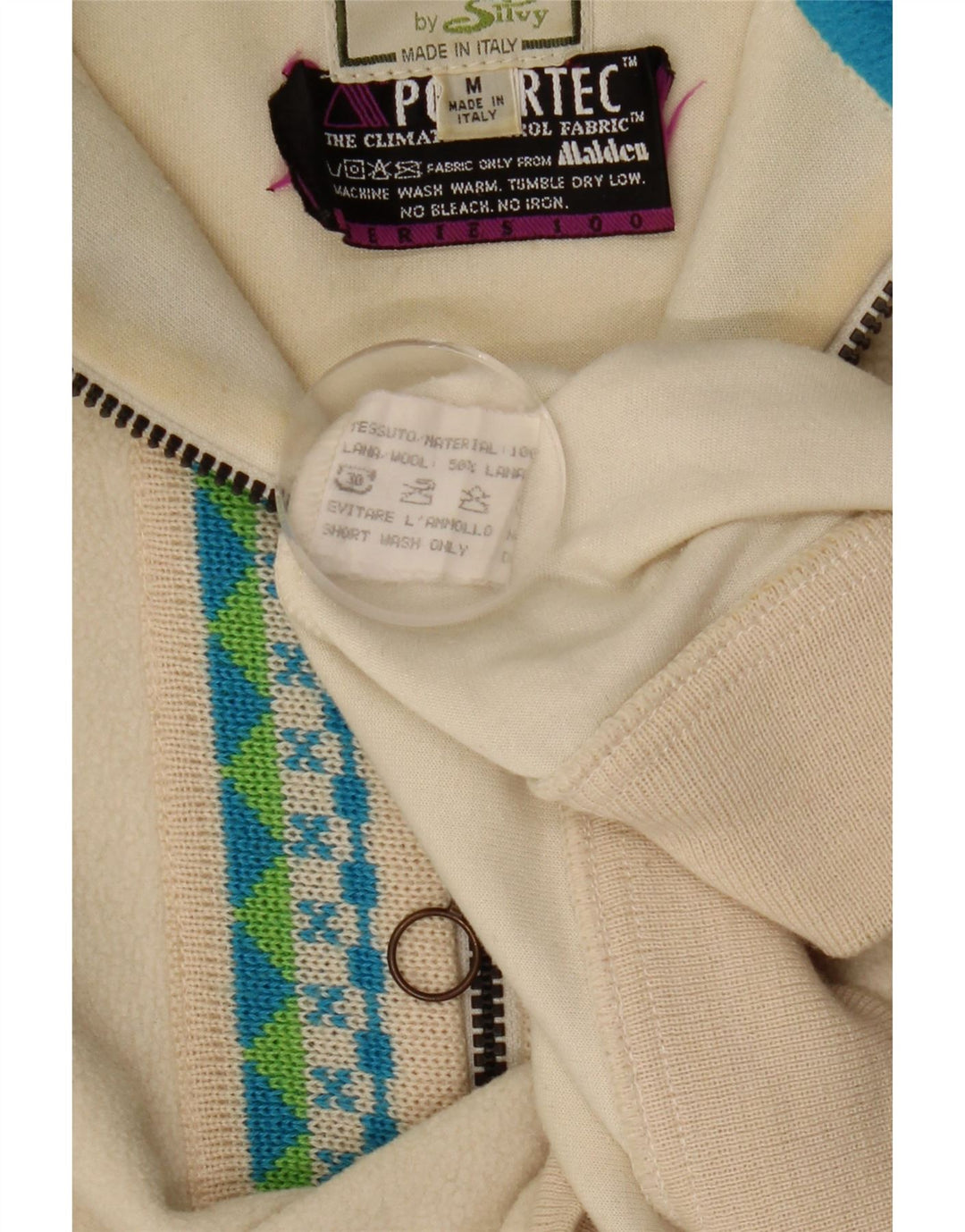 Męski sweter polarowy Silvy Polartec z zamkiem błyskawicznym, średnio beżowy, poliester Fair Isle