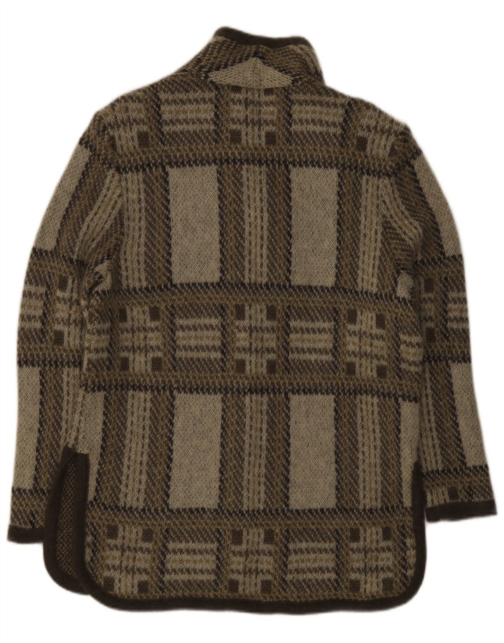 Sweter damski w stylu vintage, UK 16, duży, szary, wełniany w kratkę