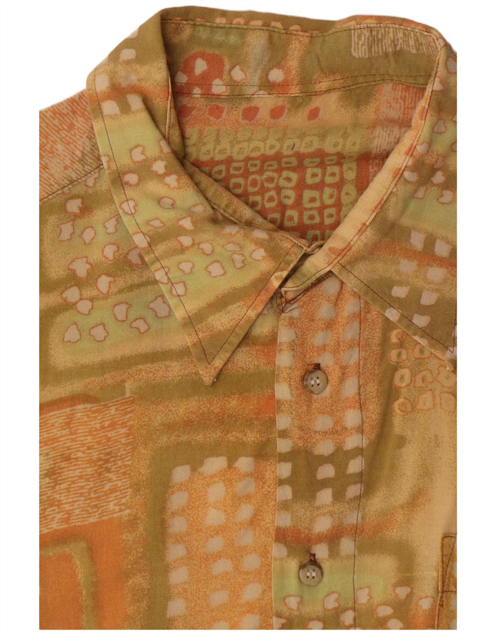 Vintage męska koszula z krótkim rękawem XL, żółta, geometryczna