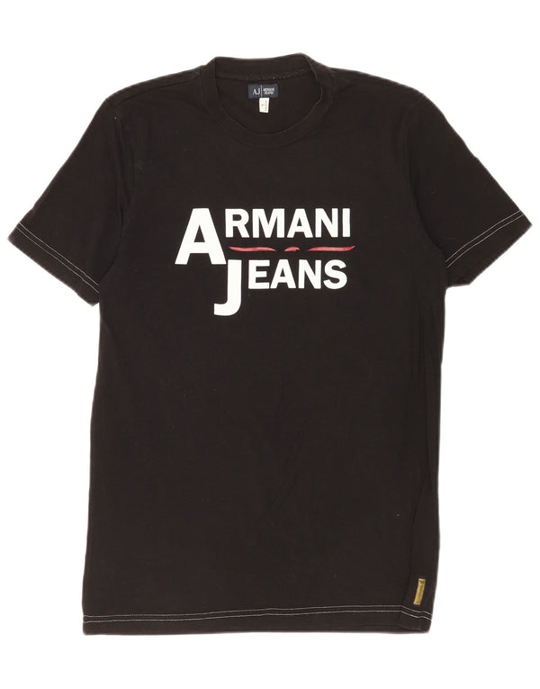 Męska koszulka z grafiką Armani Jeans, duża, czarna, bawełniana