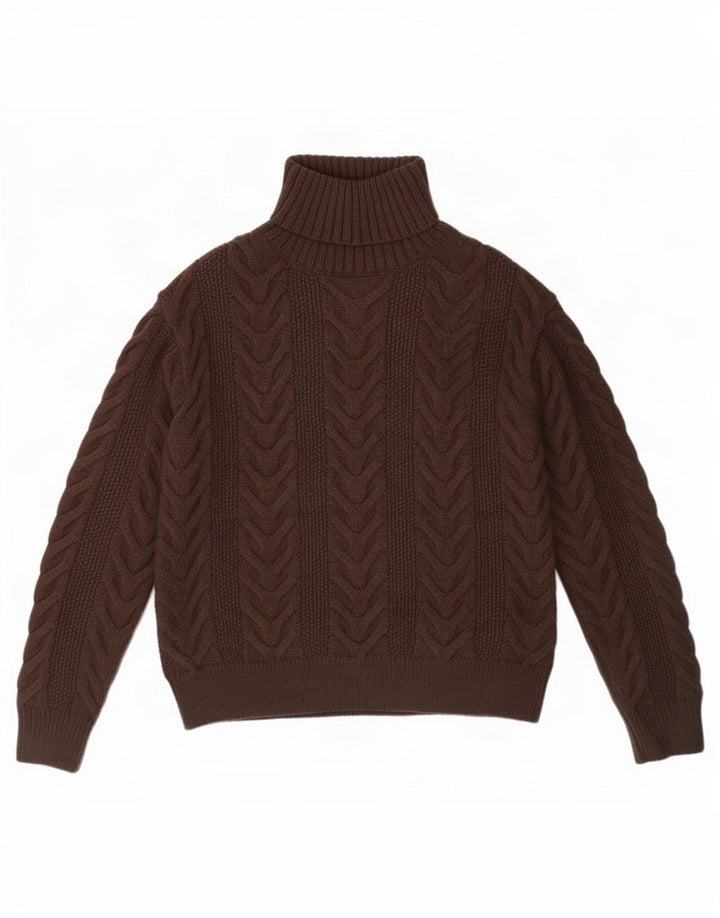 Marks & Spencer Damski sweter z golfem UK 10 Mały brązowy akryl