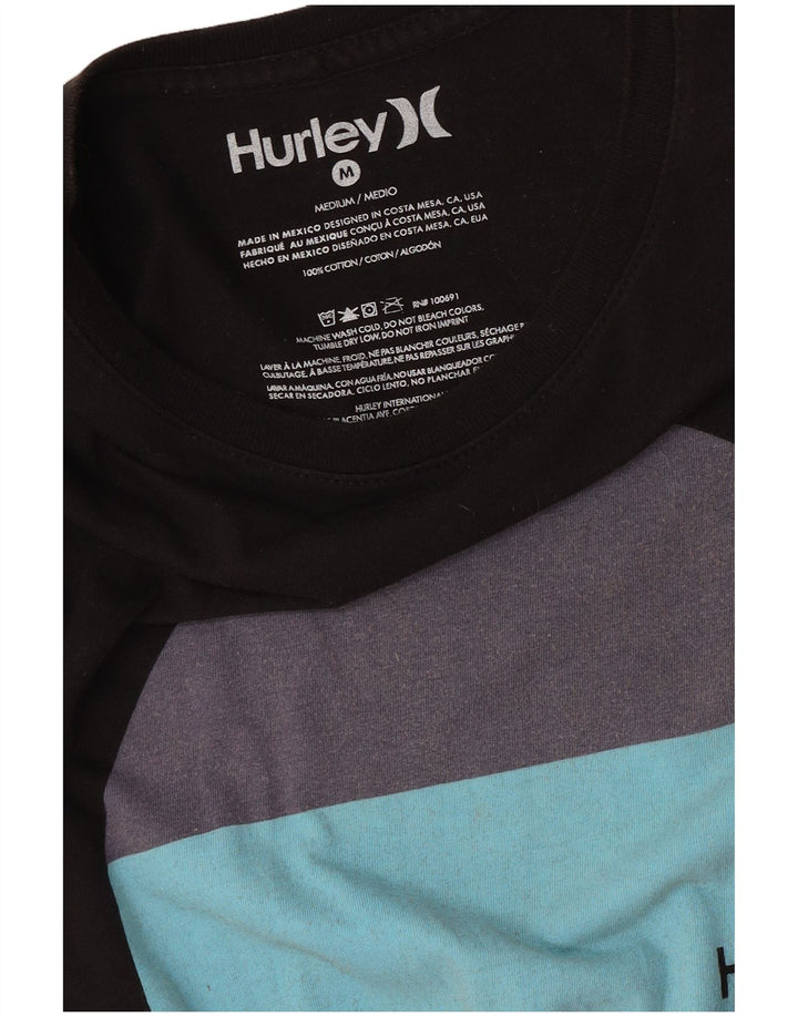 Męski T-shirt z grafiką Hurley, średni czarny, bawełniany