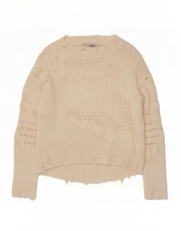 Damski sweter oversize z dekoltem w łódkę Zara UK 10 Small Off White