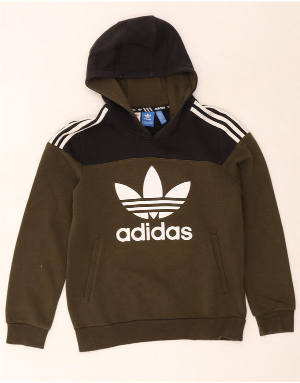 Chłopięca bluza z kapturem Adidas z grafiką 13-14 lat, bawełna w kolorze khaki