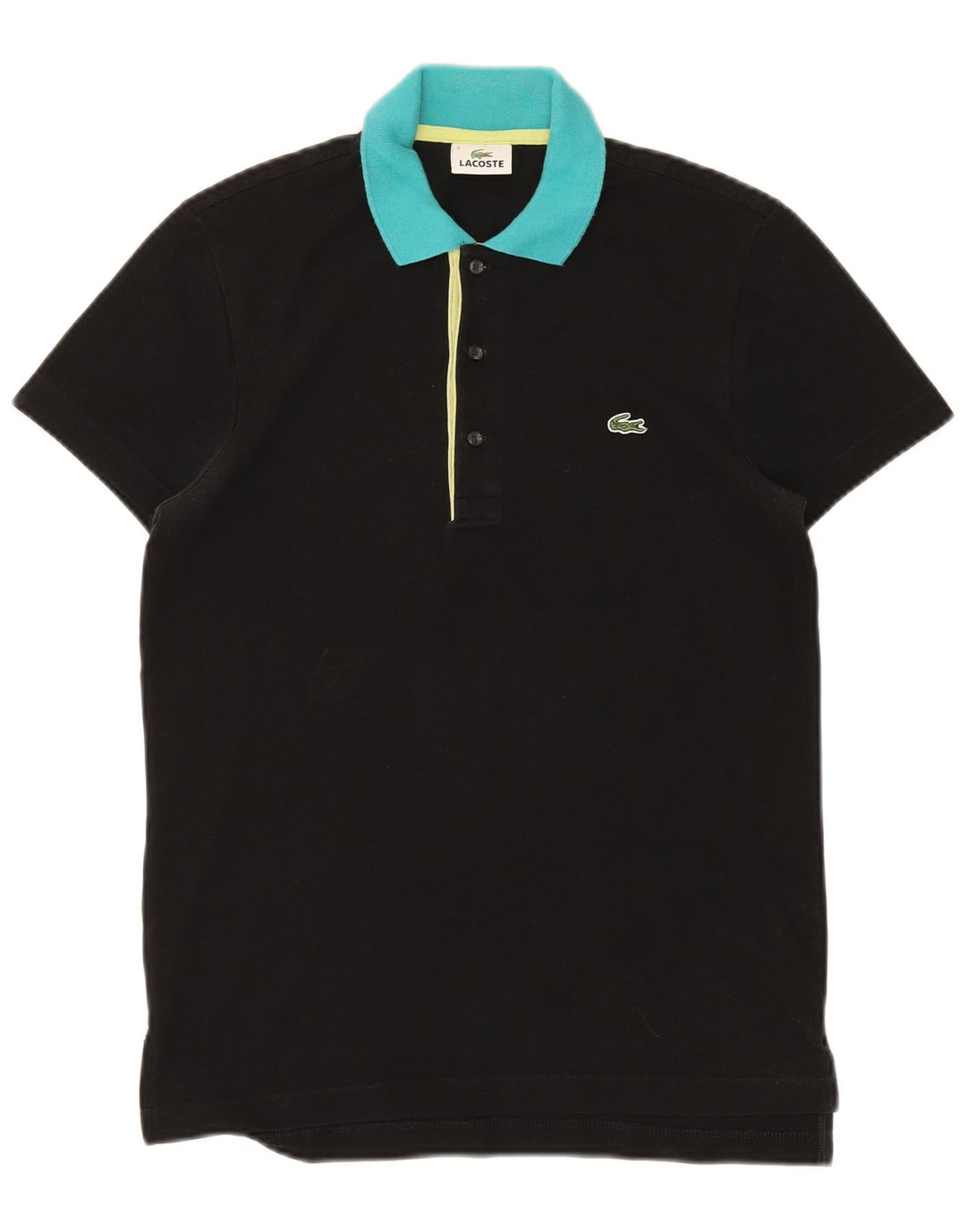 Męska koszulka polo LACOSTE, rozmiar 3, mała, czarna, bawełniana w bloki kolorów