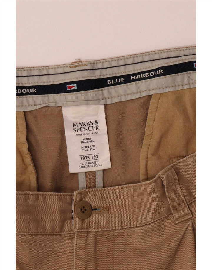 Spodnie męskie Marks & Spencer Blue Harbor Pegged Chino W42 L31 Beżowe