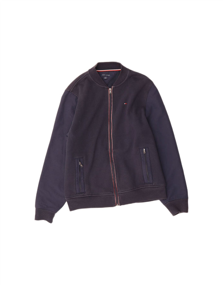 TOMMY HILFIGER Mens Tracksuit Top Jacket UK 12 Medium Navy Blue Polyester