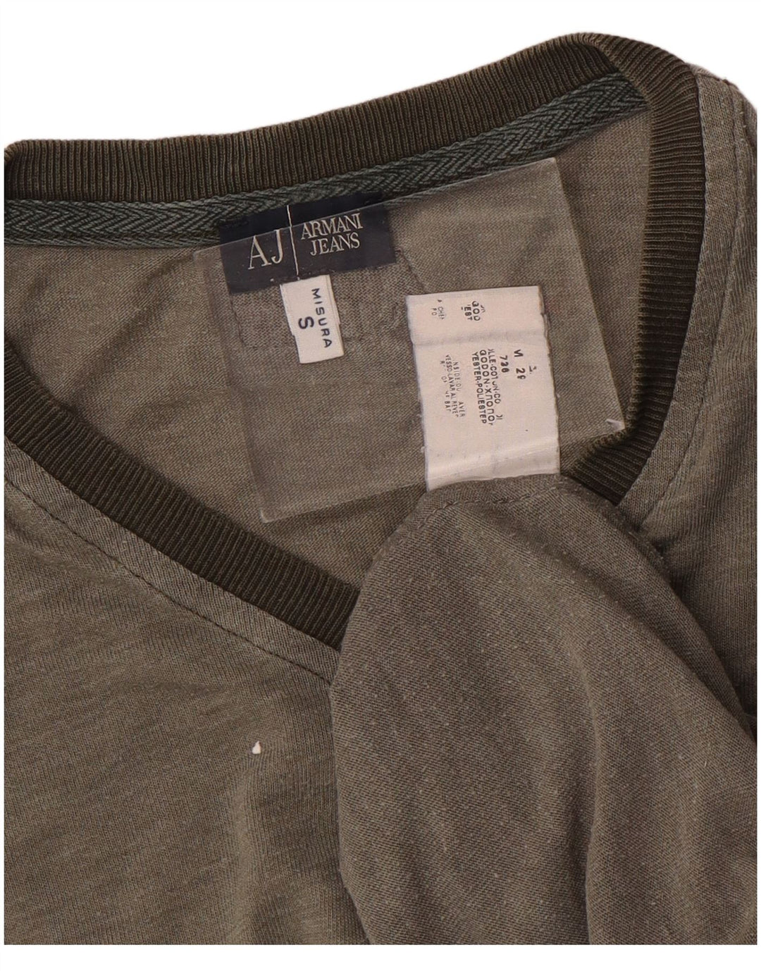 ARMANI JEANS Męski top z grafiką z długim rękawem, mały, szary, bawełniany