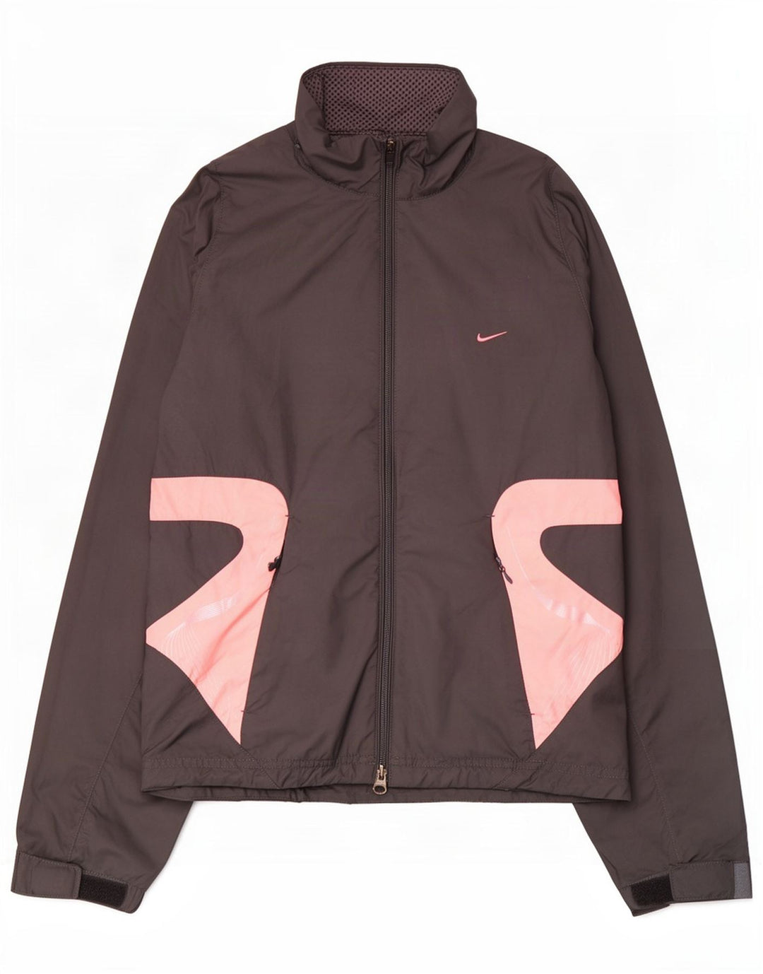 Damska kurtka przeciwdeszczowa Nike Climalite UK 8/10, mała, szara, z blokami kolorów, poliestrowa