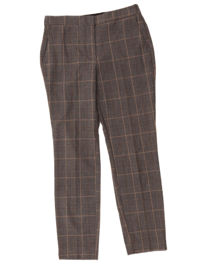 Spodnie damskie Zara Slim Chino, średnie W28 L26, szare, poliestrowe w kratę
