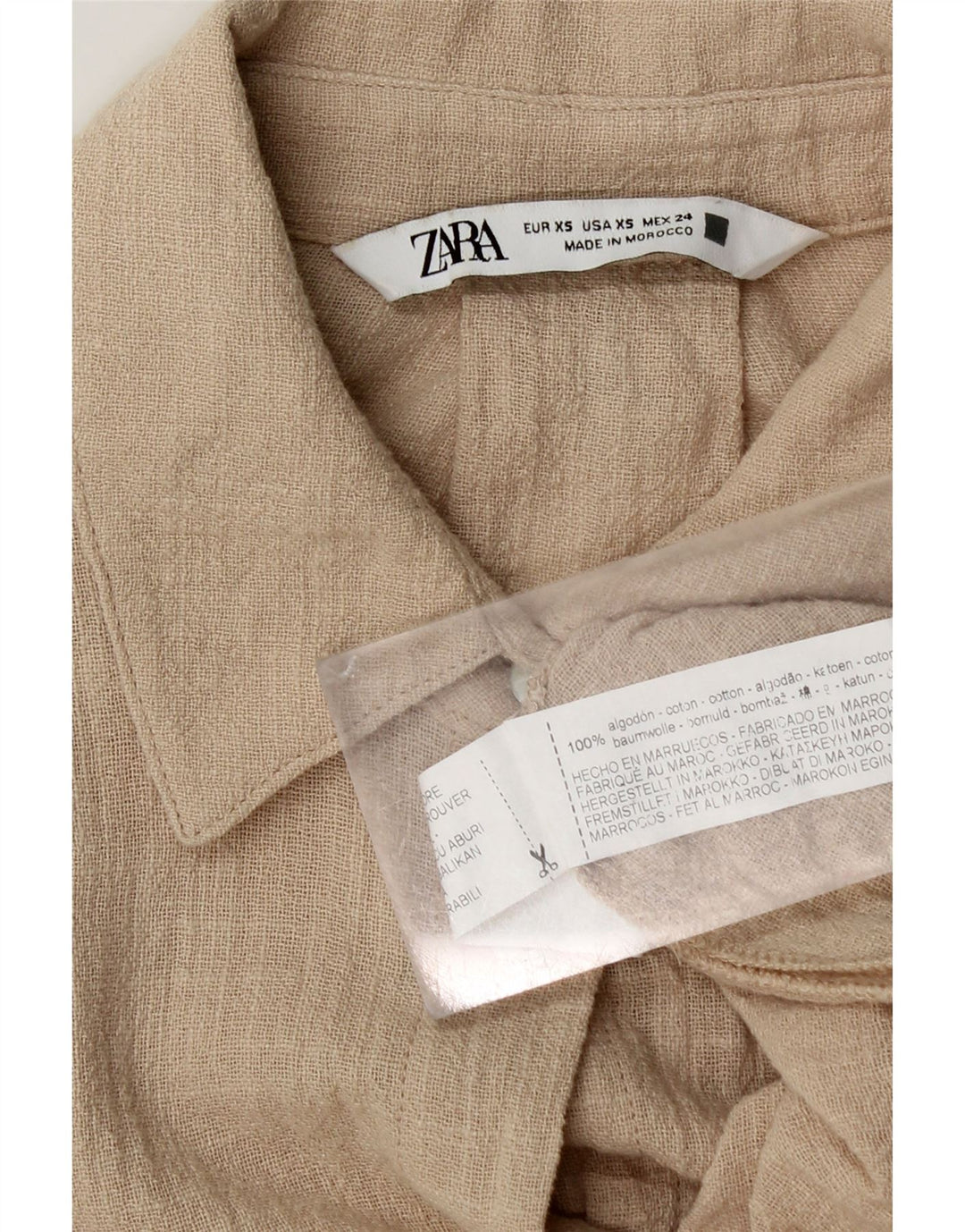 Damska koszula oversize Zara UK 6 XS, beżowa, bawełniana