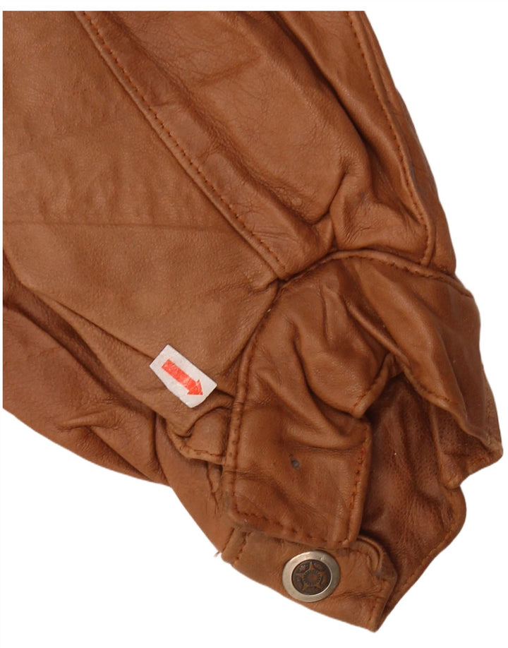 Męska skórzana kurtka wojskowa VINTAGE UK 44 2XL brązowa skóra