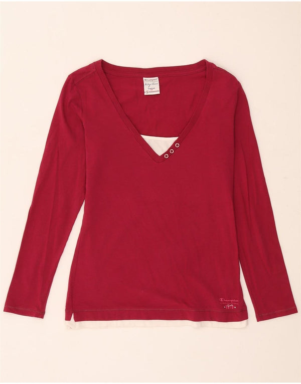 Top damski Champion Women Heritage Classics z długim rękawem, UK 10, mały, bordowy, bawełniany