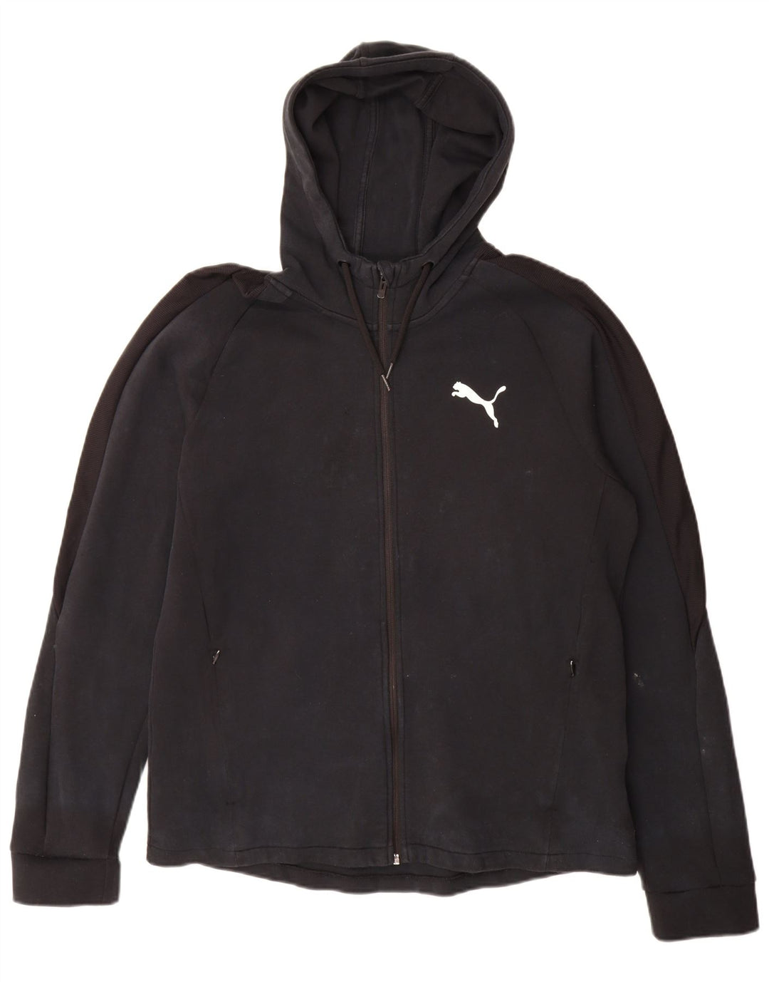 Męski sweter Puma z kapturem i zamkiem błyskawicznym, duży, czarny, bawełniany