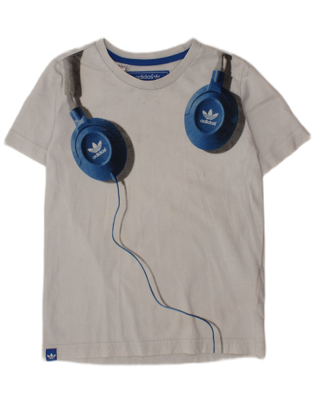 Chłopięcy T-shirt z grafiką ADIDAS, 7-8 lat, biała bawełna