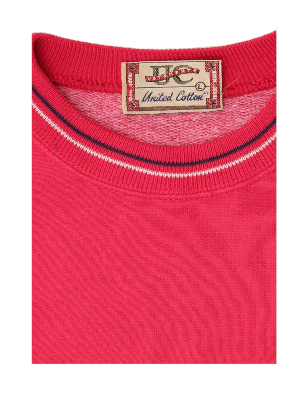 UNITED COTTON Mens Graphic Sweatshirt Jumper Large Pink Vintage United Cotton and Second-Hand United Cotton from Messina Hembry 