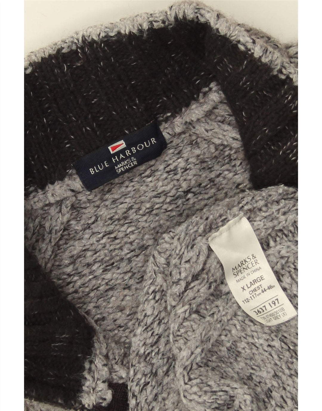 Marks & Spencer Męski sweter w kolorze niebieskim z zamkiem błyskawicznym i zamkiem błyskawicznym XL, szary, nakrapiany