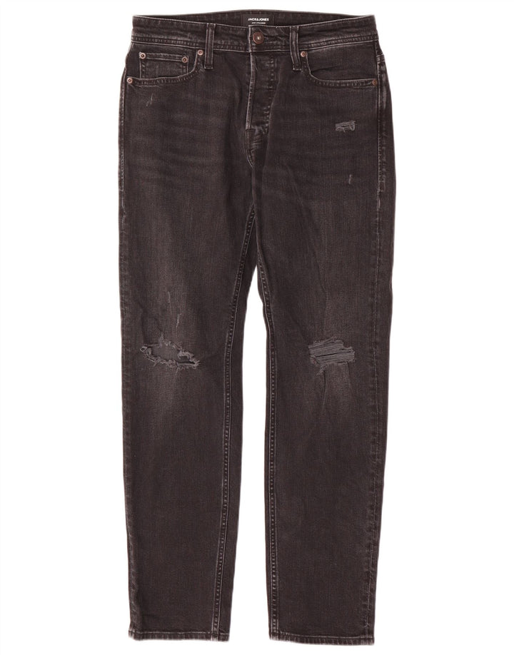 Męskie jeansy typu slim w trudnej sytuacji Jack & Jones W29 L30, czarna bawełna
