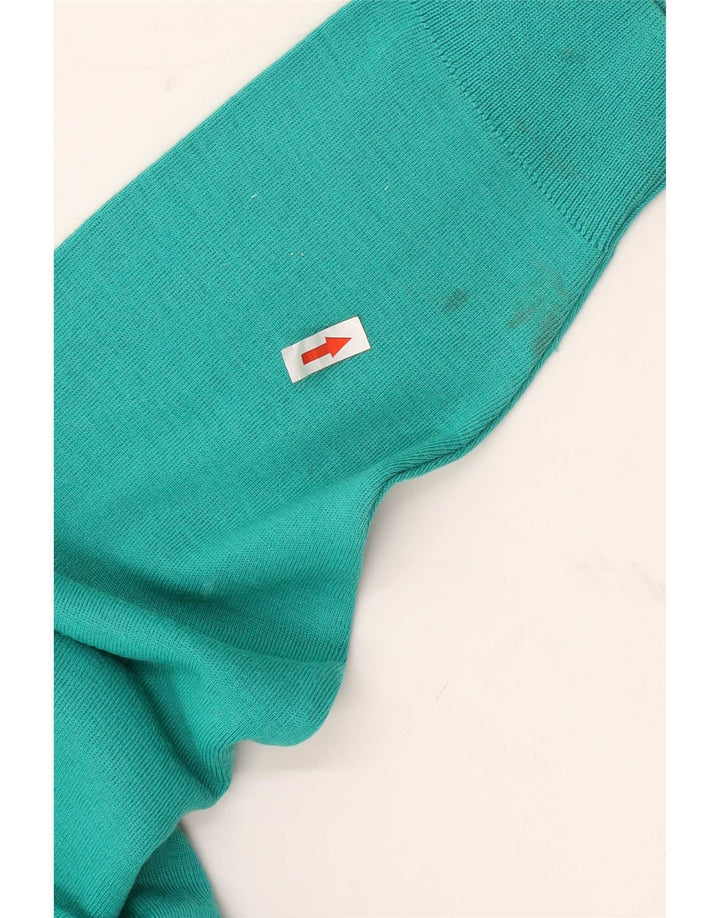 Sweter męski w stylu vintage z dekoltem w szpic, duży, turkusowy, wełniany