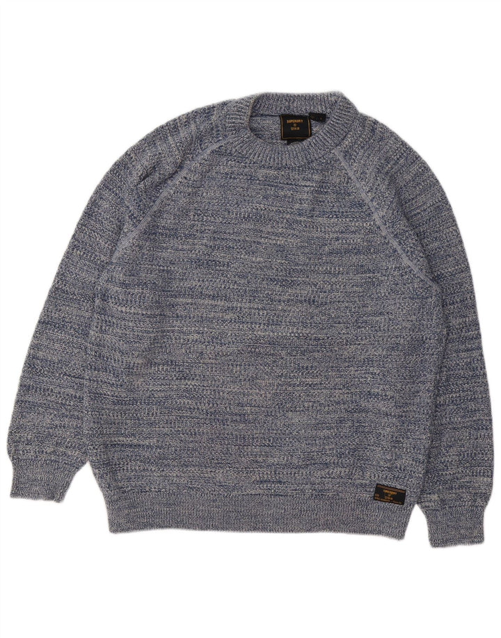 Męski sweter Superdry z okrągłym dekoltem, duży, bawełniany w niebieskie paski