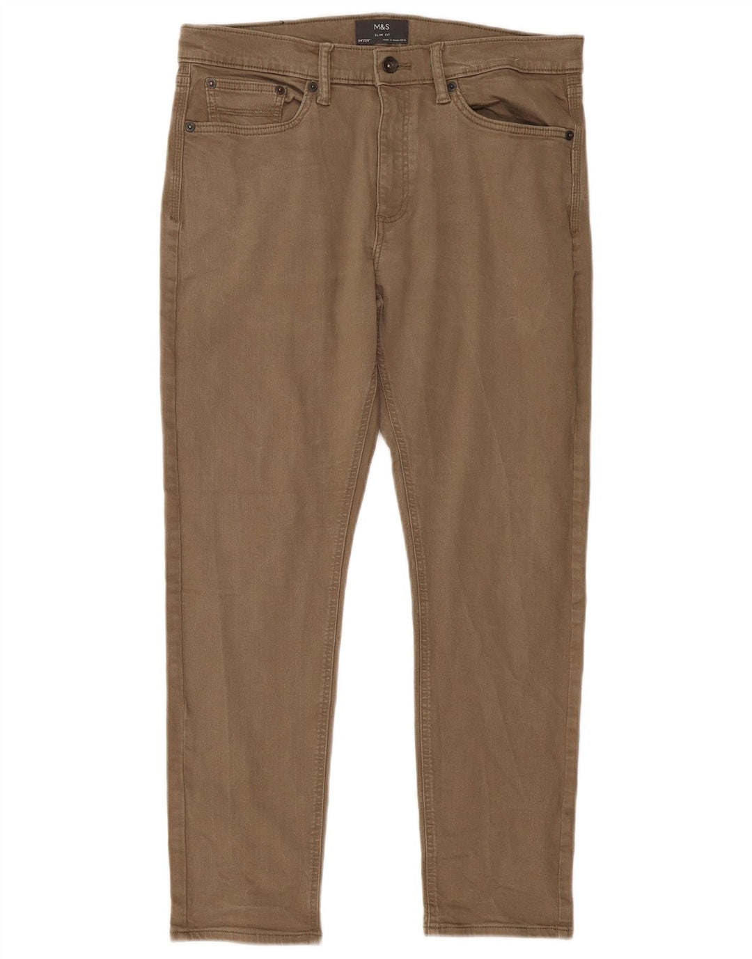 Marks & Spencer Męskie jeansy slim W34 L29, bawełna khaki
