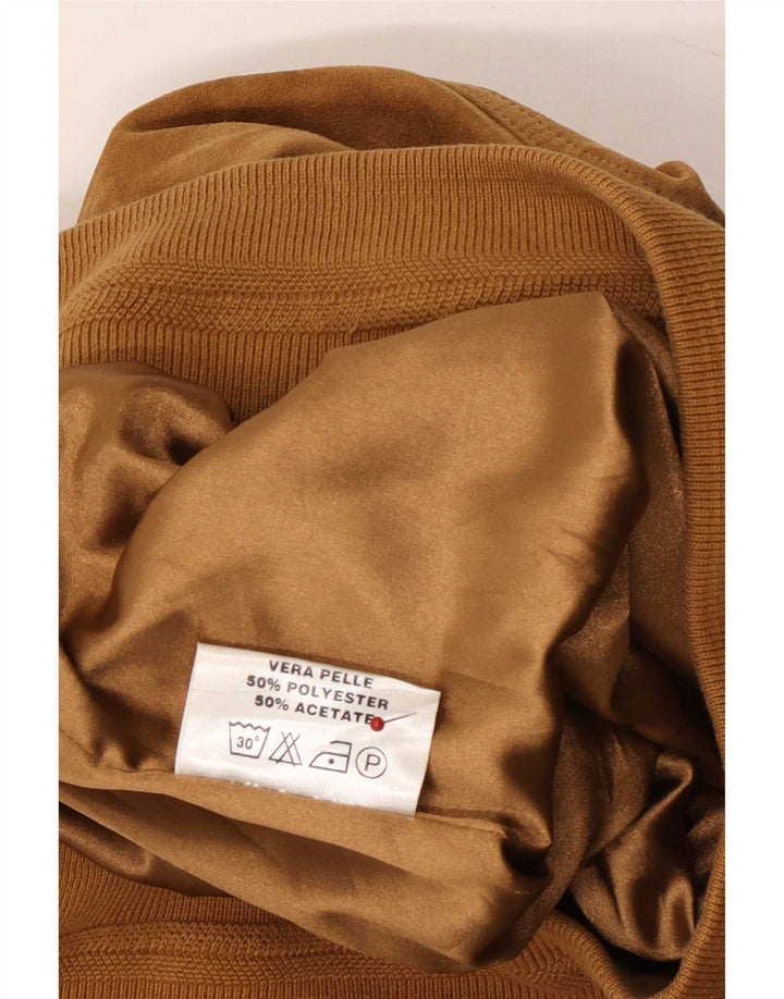 Vintage damska zamszowa kurtka bomber IT 44 średniej beżowej skóry