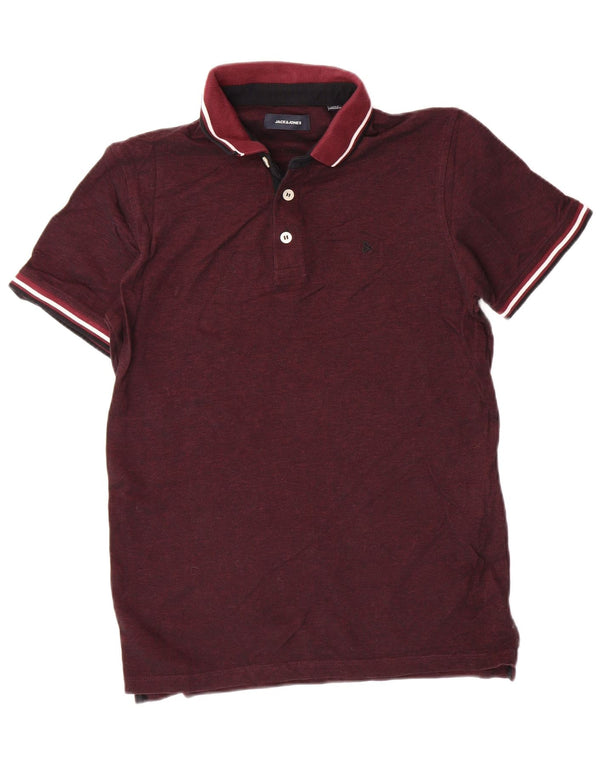 Męska koszulka polo JACK & JONES, średnia, bordowa bawełna