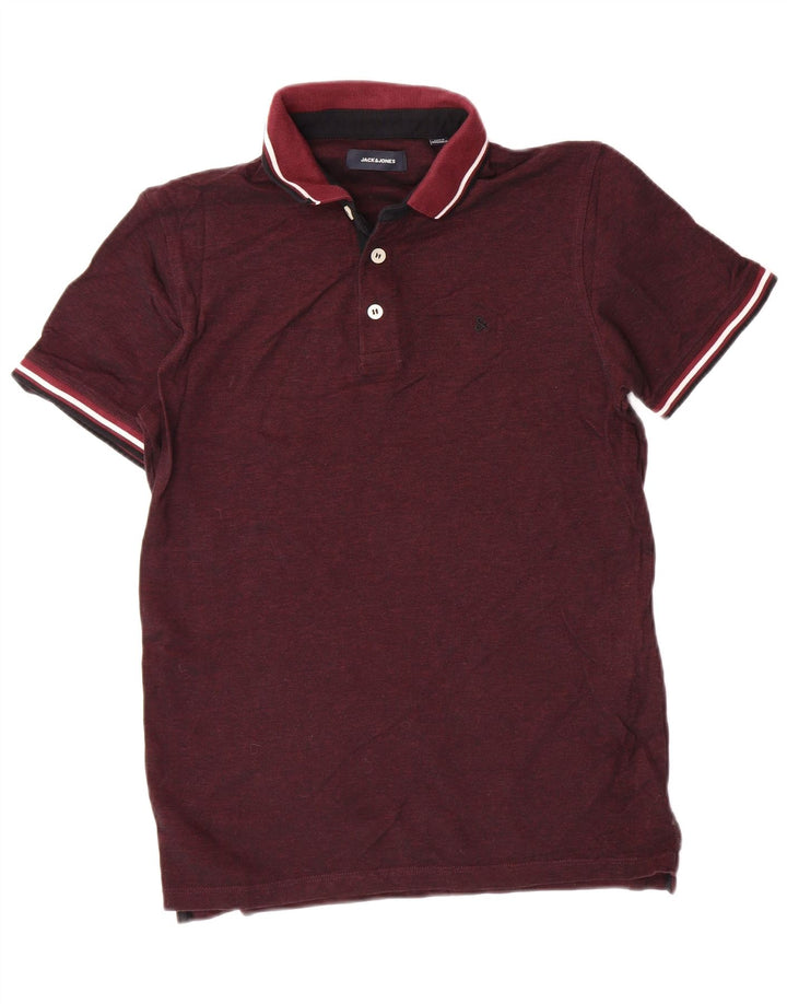 Męska koszulka polo JACK & JONES, średnia, bordowa bawełna