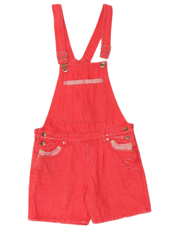 VINTAGE Womens Dungarees Denim Shorts Small W30  Red Cotton