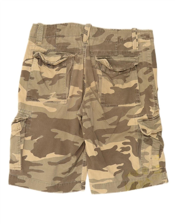 TOMMY HILFIGER Mens Cargo Shorts W31 Medium Khaki Camouflage Cotton