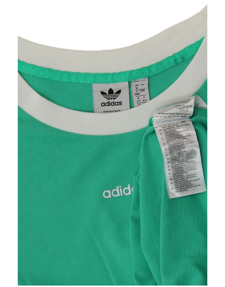 T-shirt damski ADIDAS Top UK 16, duży, zielony, bawełniany