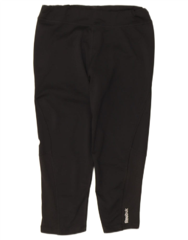 Damskie legginsy Reebok Capri UK 8/10, małe, czarne, poliestrowe