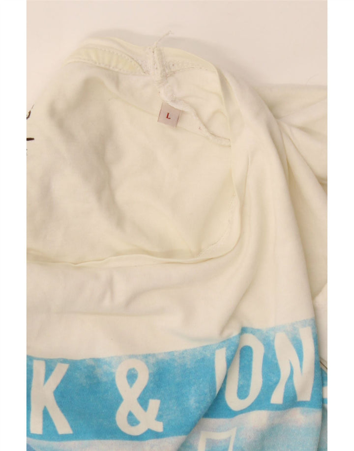 JACK & JONES Mens Graphic T-Shirt Top Large Off White Cotton Vintage Jack & Jones and Second-Hand Jack & Jones from Messina Hembry 