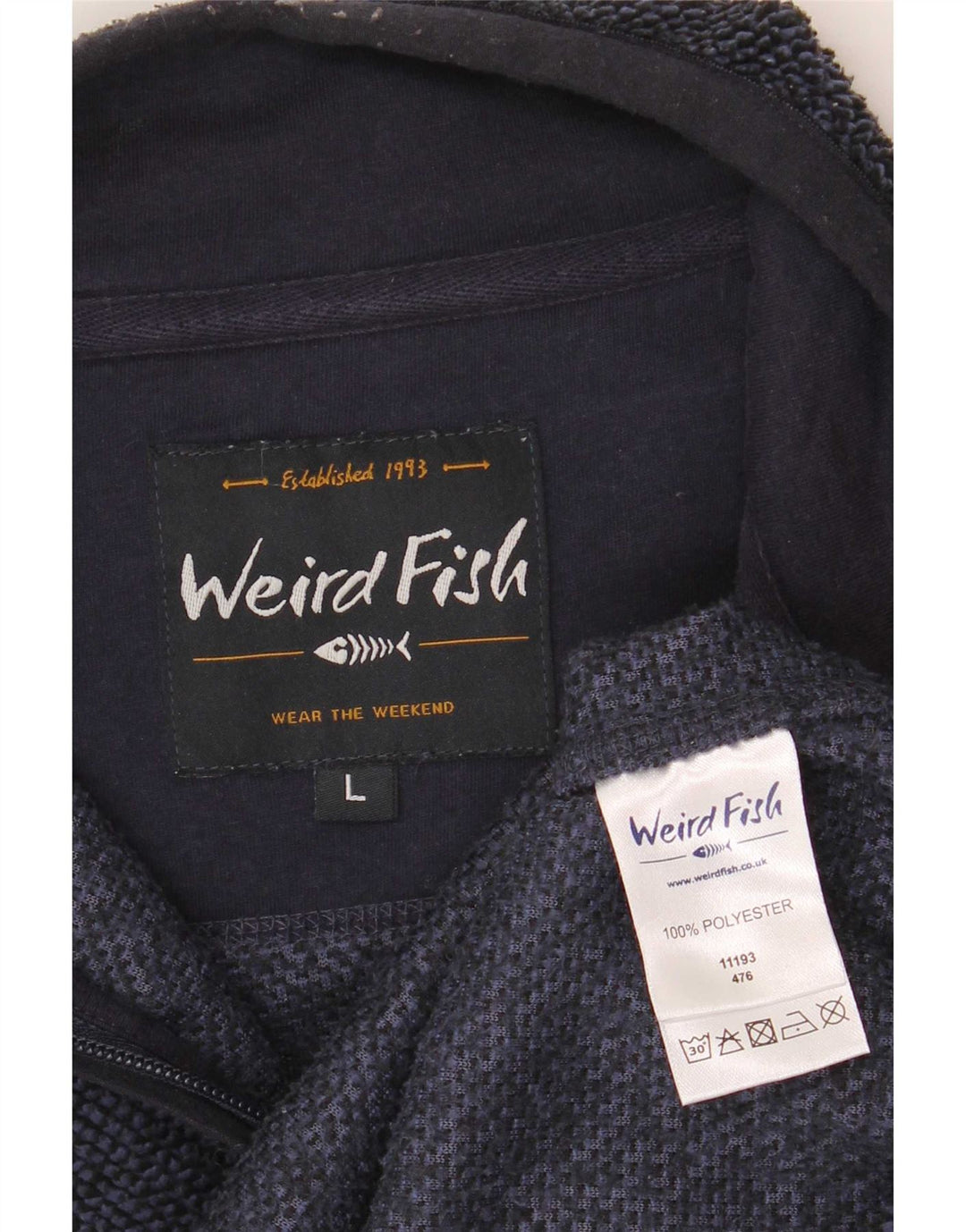 Weird Fish Męski sweter z zamkiem błyskawicznym, duży granatowy poliester