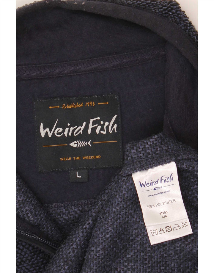 Weird Fish Męski sweter z zamkiem błyskawicznym, duży granatowy poliester