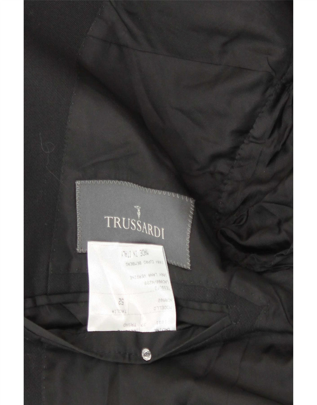 Męska marynarka zapinana na 2 guziki Trussardi IT 52 XL Czarna wełna