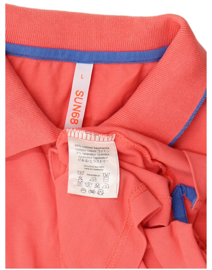 SUN68 Mens Polo Shirt Large Orange Cotton